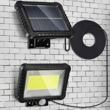 Laden Sie das Bild in den Galerie-Viewer, Solarlampen für Außen mit Bewegungsmelder, 100 LED IP65 Wasserdichte Strahler Außen 120° Superhelle Solarleuchten LED Solarleuchte für Wand Garage Schuppen mit 5m/ 16.5ft Kabel (1 Stücke)