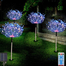 Laden Sie das Bild in den Galerie-Viewer, Solarlampen für Außen Garten,2/4 Pack 120 Led Feuerwerk Licht,Garten Solarleuchten Wetterfest mit Stetiger und blinkender Modus,Solarleuchten für Außen,Terrasse, Bürgersteig,Gartendeko