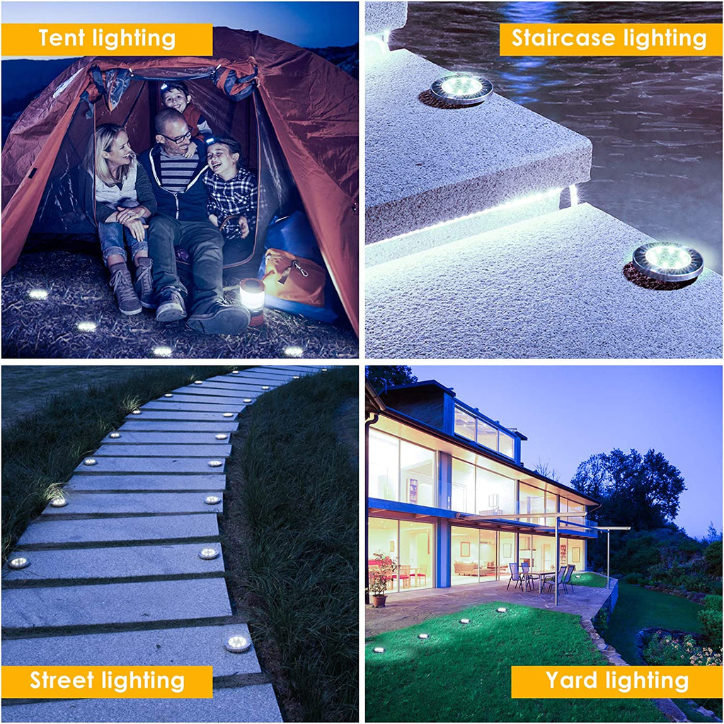 6/8/10 PCS 8 LEDs Solar Bodenleuchten Solarleuchten für Außen   Solar Bodenleuchte aussen Gartenleuchte Solarlampe led solar strahler Deko für Rasen,Gehweg,Pool,Terrassen Gehäuse Metallic-Silber, Farbton