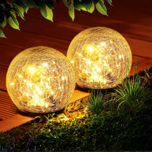 Laden Sie das Bild in den Galerie-Viewer, 2 pcs Solar Glasleuchtkugeln,  IP65 Wasserdicht Gesprungenes Glas Kugel Licht, Intelligente Lichtsteuerung Outdoor Rasen Lampe Plug-in Dekorative Solarleuchten für den Außenbereich, 12cm