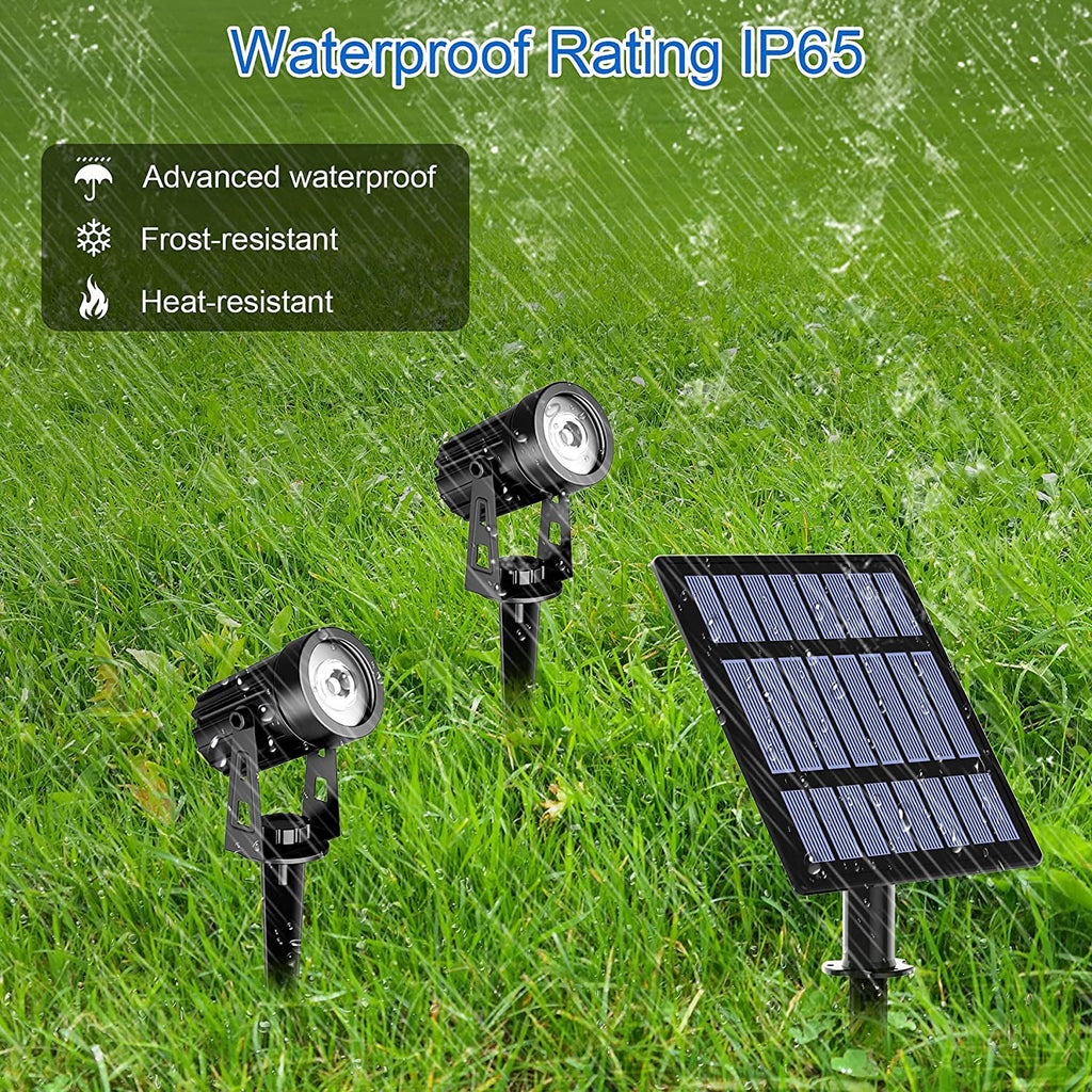 Gartenstrahler Solar, Solarstrahler Solarlampen für garten, IP65 Wasserdicht LED Solarlampe mit 2 Helligkeitsstufe, 3 Meter Kabe,Auto-on/off für Bäume,Sträucher,Gartenweg