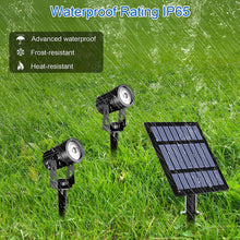 Laden Sie das Bild in den Galerie-Viewer, Gartenstrahler Solar, Solarstrahler Solarlampen für garten, IP65 Wasserdicht LED Solarlampe mit 2 Helligkeitsstufe, 3 Meter Kabe,Auto-on/off für Bäume,Sträucher,Gartenweg