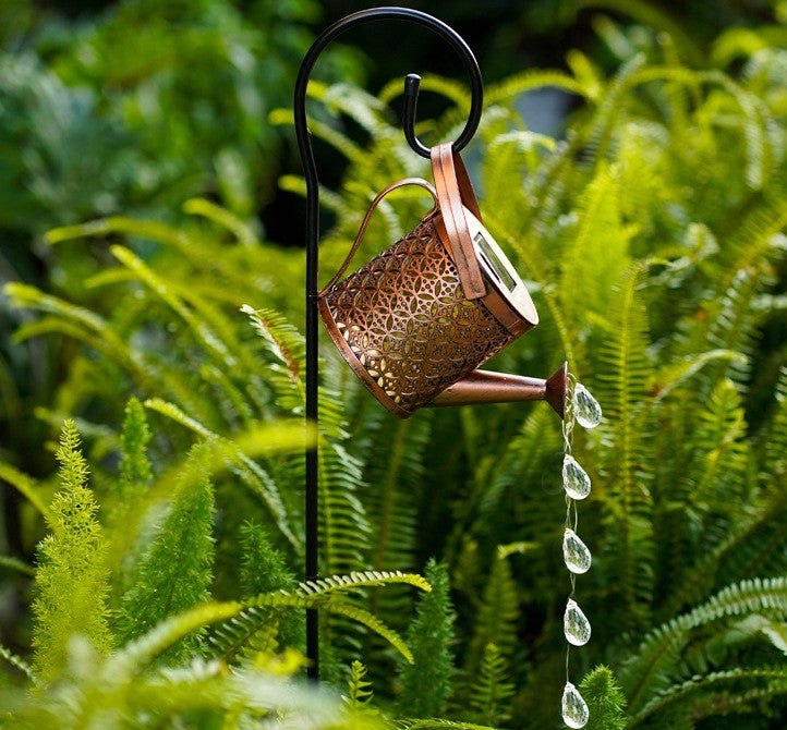 Solar Gießkanne mit Lichterkette Gartendeko - Gießkannenlicht Lichter für Hofweg Baum Rasen Yard Path, Solar Märchengarten LED, Lichterketten Aussen, Star Shower Garten Leuchten (mit Schäferhaken)