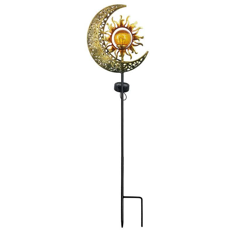 Solarlampe für Außen,  Metall Mond-Sonne-Form Solarleuchten LED Stake Dekorative Gartenfahlständer Solarleuchten im Freien Gartendeko für Terrasse, Weg, Hof, Rasen