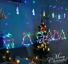 Laden Sie das Bild in den Galerie-Viewer, Solar Lichterkette mit 12 LED Kugel /Elch, Weihnachtsbaum, Glocke Model Lichtervorhang 3Meter Lichtervorhang 8 Modi Innen &amp; Außenlichterkette Wasserdicht Dekoration für Weihnachten