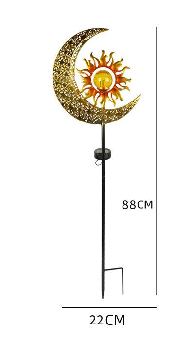 Solarlampe für Außen,  Metall Mond-Sonne-Form Solarleuchten LED Stake Dekorative Gartenfahlständer Solarleuchten im Freien Gartendeko für Terrasse, Weg, Hof, Rasen