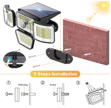 Laden Sie das Bild in den Galerie-Viewer, Solarleuchten für den Außenbereich, 278 LED-Solarsicherheitsleuchten mit Bewegungsmelder /Bewegungssensor, IP65, wasserdicht,Solar-Wandleuchten für den Außenbereich, für Hof, Garage, Terrasse, Veranda