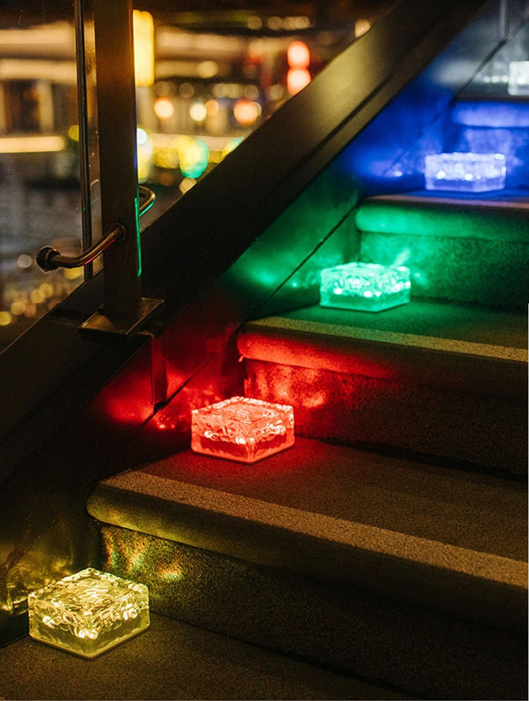 2/4/8   5Farben LED Solar Bodenleuchten eckig Glas Pflastersteine Wegbeleuchtung Solarlampen Außen Dekoration Lichter für Garten, Balkon und Terrasse