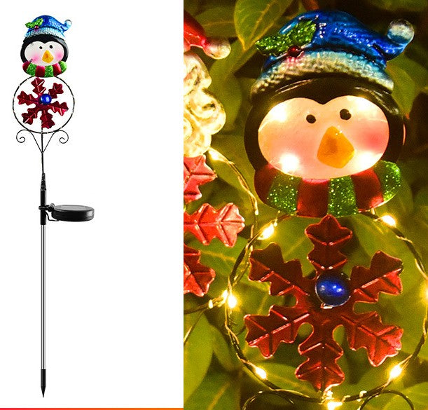 Solar Schneemann Elch Pinguin Weihnachtsmann Leuchten wasserdichte Rasenstöcke Leuchten Weihnachtsdekorationen Rote Solar Outdoor Stake Leuchten, Solar Schneemann Rasen Licht, Schneemann Garten Solarlicht,