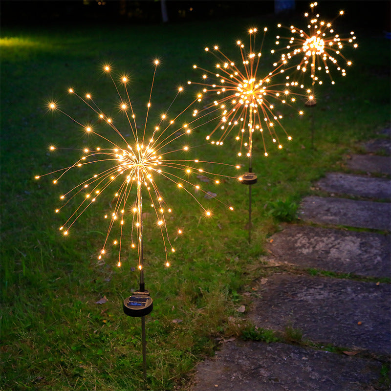 Solarlampen für Außen Garten,2/4 Pack 120 Led Feuerwerk Licht,Garten Solarleuchten Wetterfest mit Stetiger und blinkender Modus,Solarleuchten für Außen,Terrasse, Bürgersteig,Gartendeko