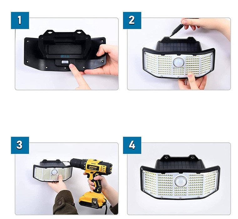 Solarleuchten für den Außenbereich, 252 LED-Solarsicherheitsleuchten mit Bewegungsmelder / Bewegungssensor, IP65, wasserdicht, Solar-Wandleuchten für den Außenbereich, für Hof, Garage, Terrasse, Veranda