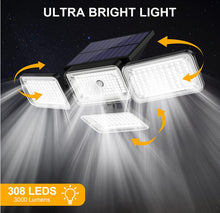 Laden Sie das Bild in den Galerie-Viewer, Solarleuchten für den Außenbereich, 308 LED-Solarsicherheitsleuchten mit Bewegungsmelder /Bewegungssensor,IP65, wasserdicht, Solar-Wandleuchten für den Außenbereich, für Hof, Garage, Terrasse, Veranda