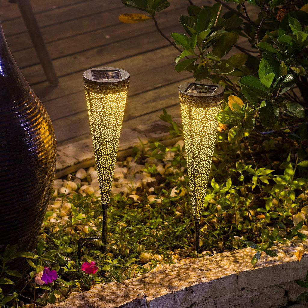 Metall Solarleuchten Garten,   Solarlampen für Außen Garten Deko, LED Gartenleuchten Solar Warmweiß IP65 Wasserdicht für Balkon Blumenkästen Rasen Weg Weihnachten