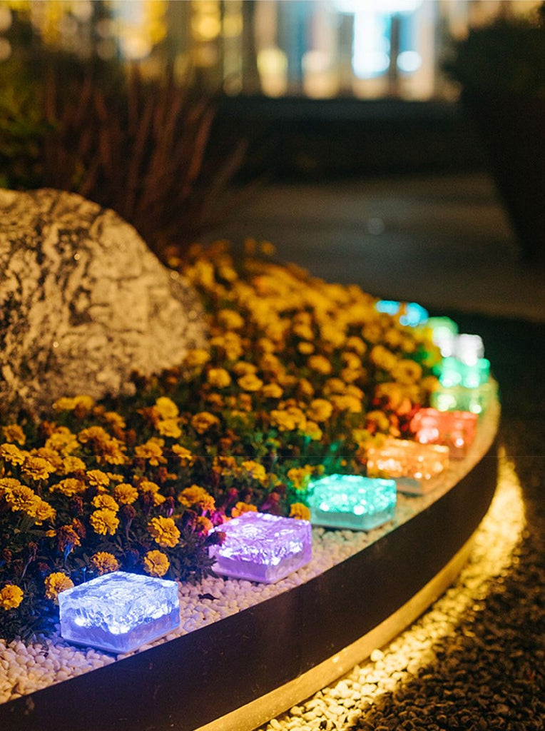 2/4/8   5Farben LED Solar Bodenleuchten eckig Glas Pflastersteine Wegbeleuchtung Solarlampen Außen Dekoration Lichter für Garten, Balkon und Terrasse