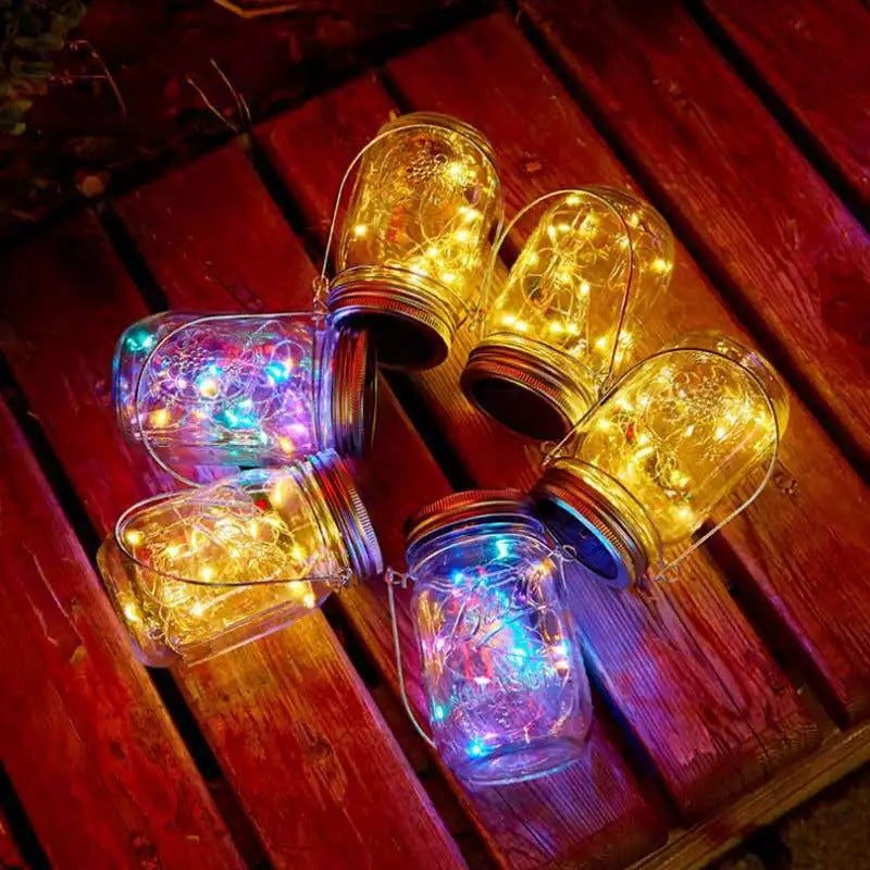 4/6/8 Stück 2Farben Solarlampen für Außen, 30Leds Lichterkette im Einmachglas Warmeweiße Laterne, Mason Jar Lampions Balkon Tischleuchte Dekoration Aussen, Wasserdichte Hängeleuchte für Garten Party Hochzeit