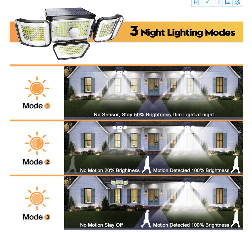 Solarleuchten für den Außenbereich, 278 LED-Solarsicherheitsleuchten mit Bewegungsmelder /Bewegungssensor, IP65, wasserdicht,Solar-Wandleuchten für den Außenbereich, für Hof, Garage, Terrasse, Veranda