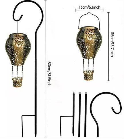 Solar Laterne für außen  Hängend Solarlaterne Heißluftballon-Form mit LED  Lichteffekt, Solarlampe Solarleuchte Gartendeko Solar Gartenlaterne dekorative für Draussen, Baum, Patio, Terrasse