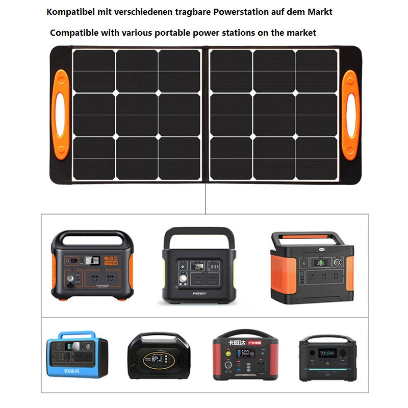 i5solar 60/100W Faltbares Solarpanel Faltbares Solarmodul Faltung Solarladegerät Kit für Camping und Garten Powerstation Generetion Schnellladun Notstromversorgung Tablet