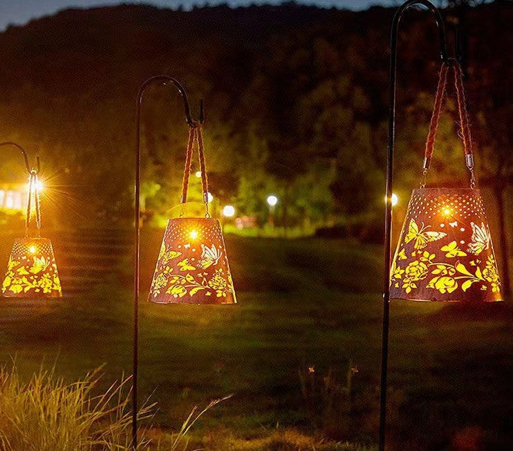 Solarlaterne für Außen Hängend - Metall Solarlaternen für Draußen LED Garten Deko IP44 Wasserdicht Vintage Garten Solarlampen für Aussen Patio Baum Terrasse Warmweiß