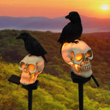 Solar Totenkopf: Halloween Schädel-Leuchte für den Garten, 1 gelbe LED (Halloween Lampe)