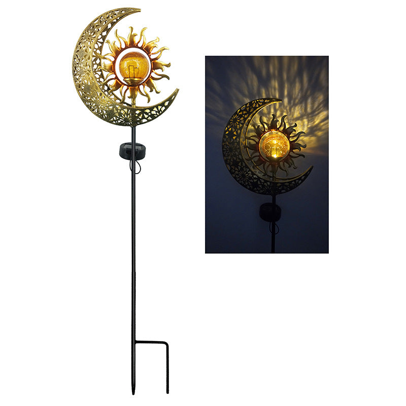 Solarlampe für Außen,  Metall Mond-Sonne-Form Solarleuchten LED Stake Dekorative Gartenfahlständer Solarleuchten im Freien Gartendeko für Terrasse, Weg, Hof, Rasen