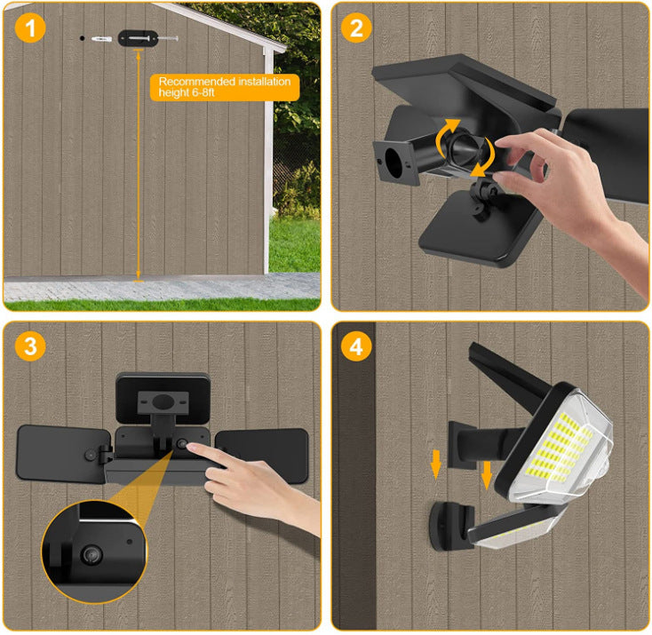 Solarleuchten für den Außenbereich, 308 LED-Solarsicherheitsleuchten mit Bewegungsmelder /Bewegungssensor,IP65, wasserdicht, Solar-Wandleuchten für den Außenbereich, für Hof, Garage, Terrasse, Veranda