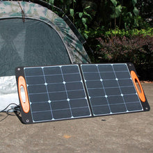 Laden Sie das Bild in den Galerie-Viewer, i5solar 60/100W Faltbares Solarpanel Faltbares Solarmodul Faltung Solarladegerät Kit für Camping und Garten Powerstation Generetion Schnellladun Notstromversorgung Tablet