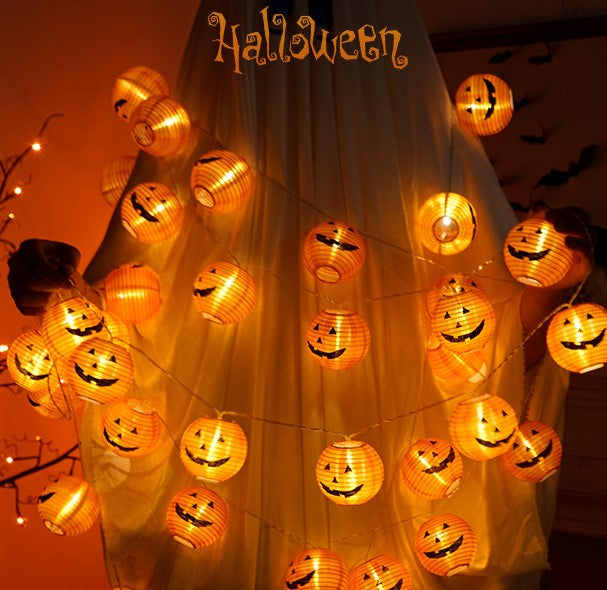 Solar Halloween Deko Garten Lampion Lichterkette mit Solarbetrieben, 2 Modi Wasserdicht Halloween Lichterkette für Außen Innen, Allerheiligen, Halloween Party Dekorations