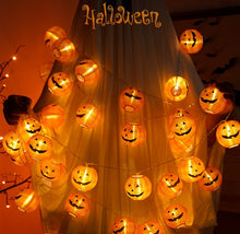 Laden Sie das Bild in den Galerie-Viewer, Solar Halloween Deko Garten Lampion Lichterkette mit Solarbetrieben, 2 Modi Wasserdicht Halloween Lichterkette für Außen Innen, Allerheiligen, Halloween Party Dekorations