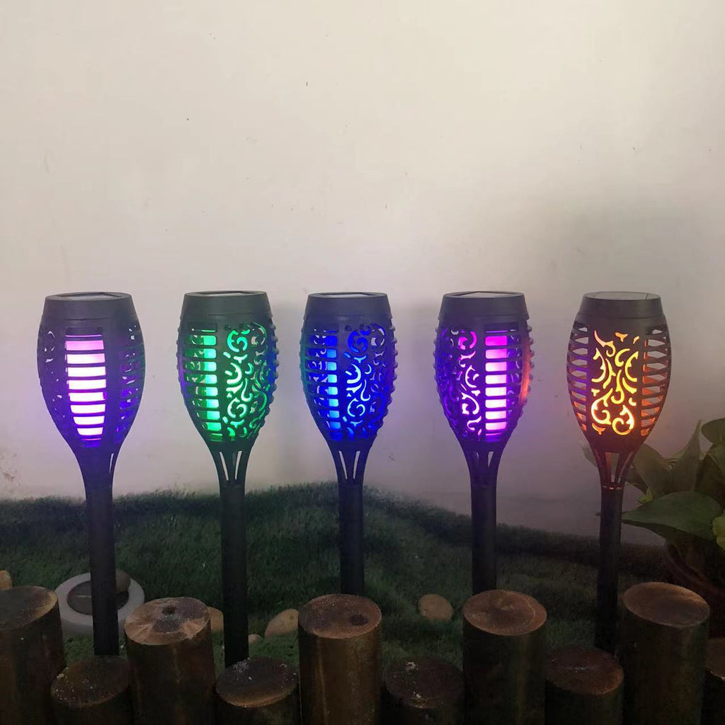 4/6/8 Stück Solar Gartenfackeln 12LEDS Solarleuchten für Außen Garten -   Realistischer Flammeneffekt, IP65 Wasserdicht Solarlampe für Außen, Hinterhöfe, Gärten, Rasen Halloween Dekoration