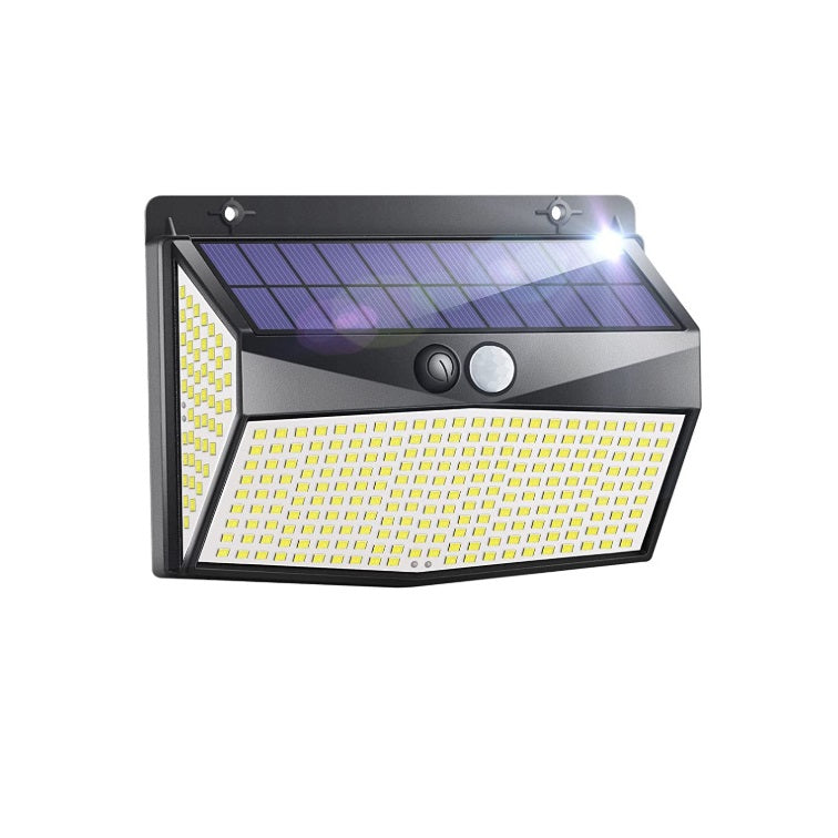 318 LED solarleuchten für außen, Solar Aussenleuchte mit Bewegungsmelder, IP65 Wasserdichte winterfest, 3 Beleuchtungsmodi, Max 600lm, solar lampe outdoor für Wand, Garage,Schuppen und Garten [Energieklasse A]