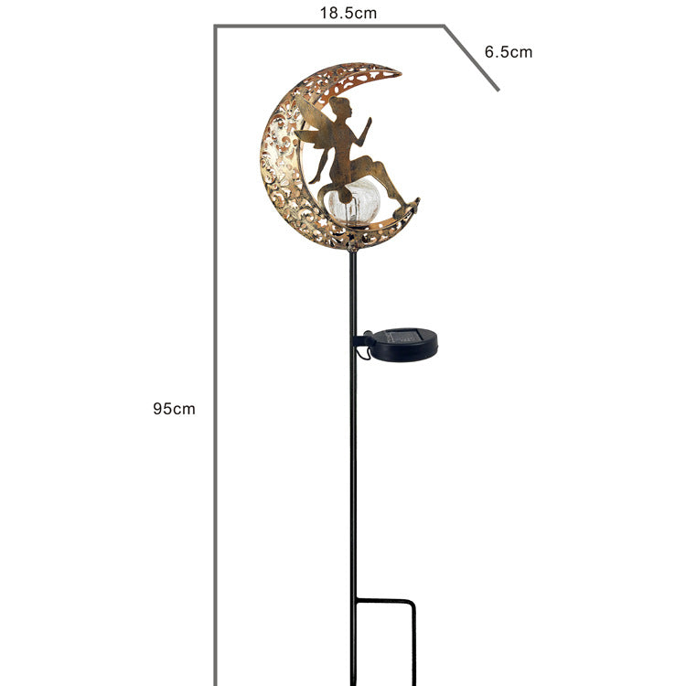 Solarlampen für Außen Mond-Solarleuchten Garten  Gartendeko Blumenfee Figuren Wasserdichte Solarleuchte Garten Deko Elfe Metall LED Pfahlpfad Deko Leuchten Balkon