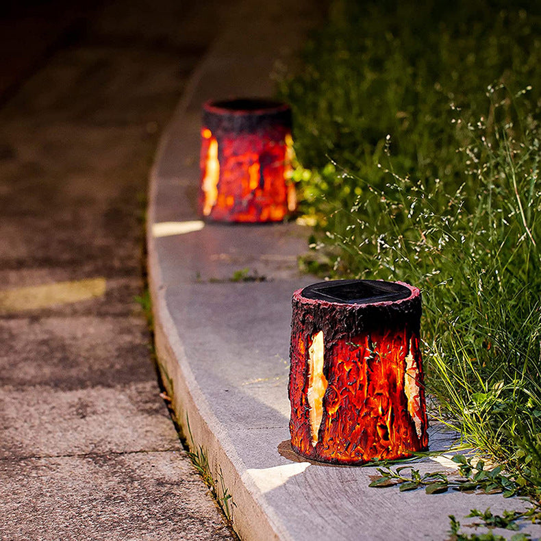 Solarlampen für Außen Garten, Solarleuchten Garten Baumstumpf förmige Gartendeko Wasserdichte LED Solarleuchten Harz Nachtlichter Rasen für Hinterhöfe, Gärten, Rasen Beleuchtung