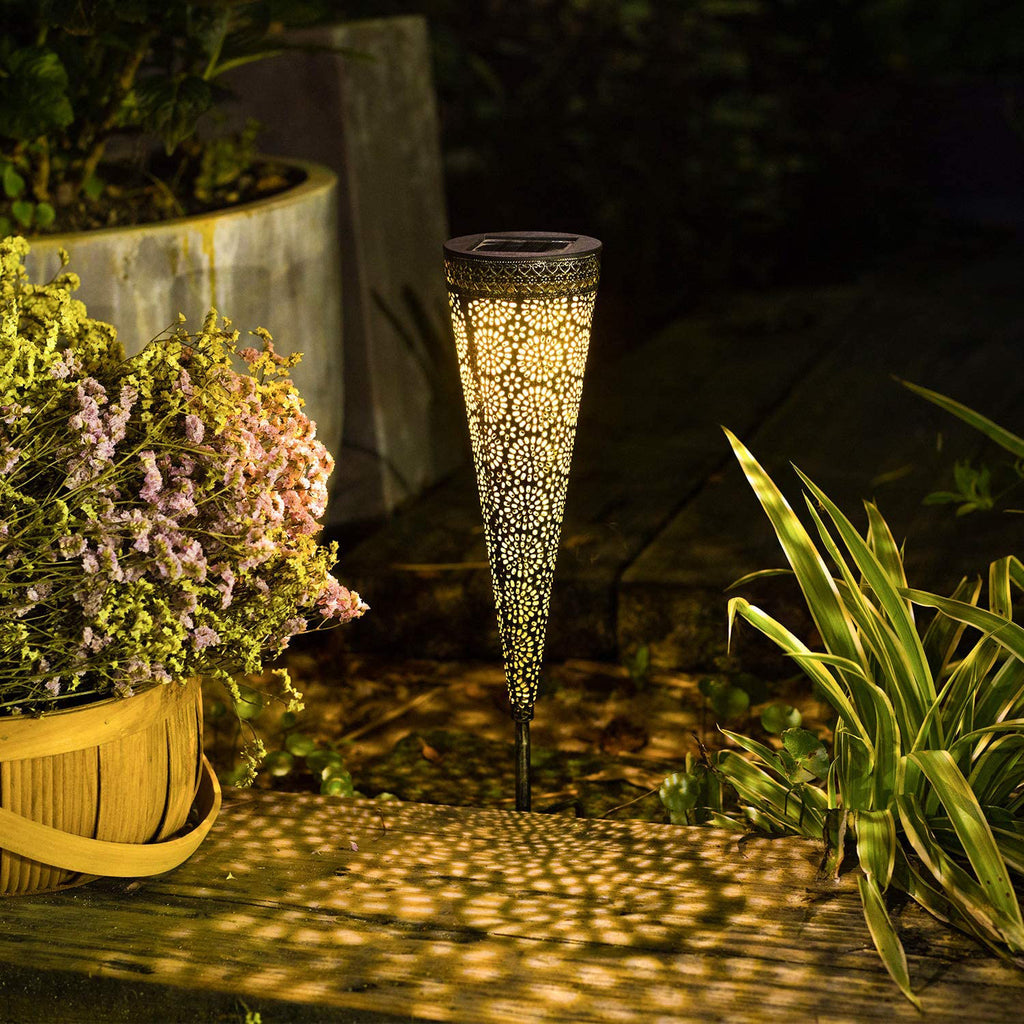 Metall Solarleuchten Garten,   Solarlampen für Außen Garten Deko, LED Gartenleuchten Solar Warmweiß IP65 Wasserdicht für Balkon Blumenkästen Rasen Weg Weihnachten