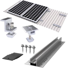 Laden Sie das Bild in den Galerie-Viewer, Aitesen GFBZ012  Solarmodul Alu Halterung Befestigungs-Set für1/2/3/4/5/6/7/8/9/10 x Solarmodul Befestigungssystem Trapezblech PV Befestigungsschiene,